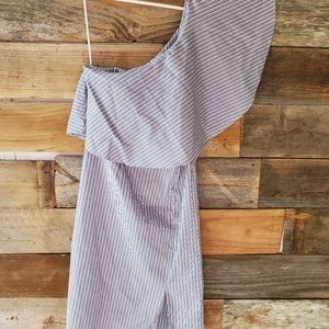 BAR III - One Shoulder Blue & White Strips 👗